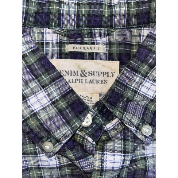 Denim & Supply Ralph Lauren Other - Ralph Lauren Denim Supply Shirt Mens 2XL Button Blue and Green XXL Short Sleeve